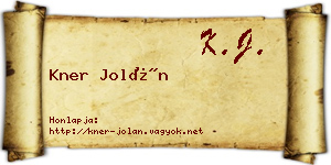 Kner Jolán névjegykártya