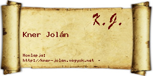 Kner Jolán névjegykártya